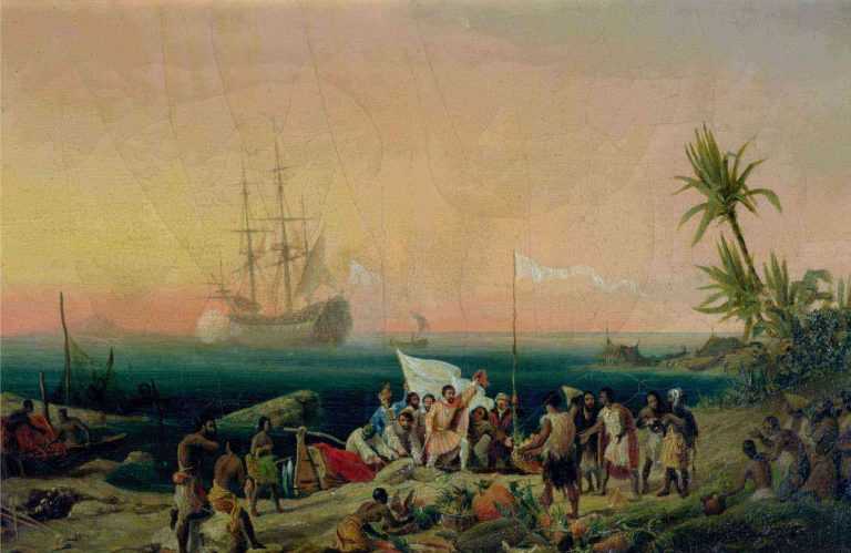 Ancient painting about the conquest of Lanzarote