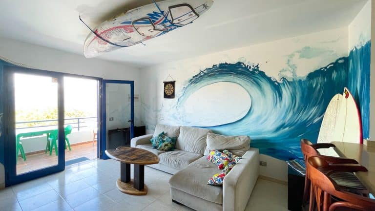 Espace commun de la surf house Casa del Mar, Famara