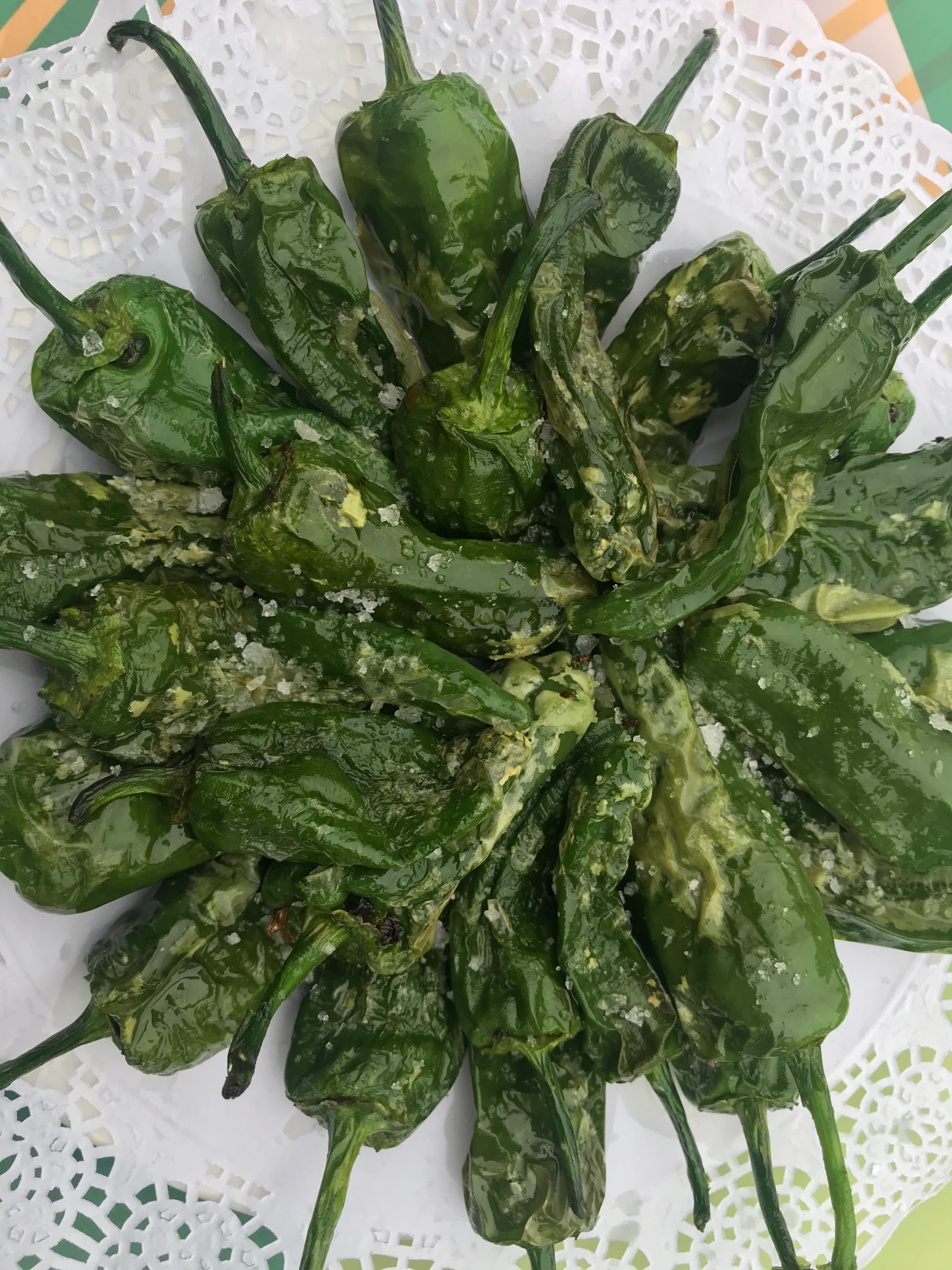 Pimientos de Padrón with coarse salt