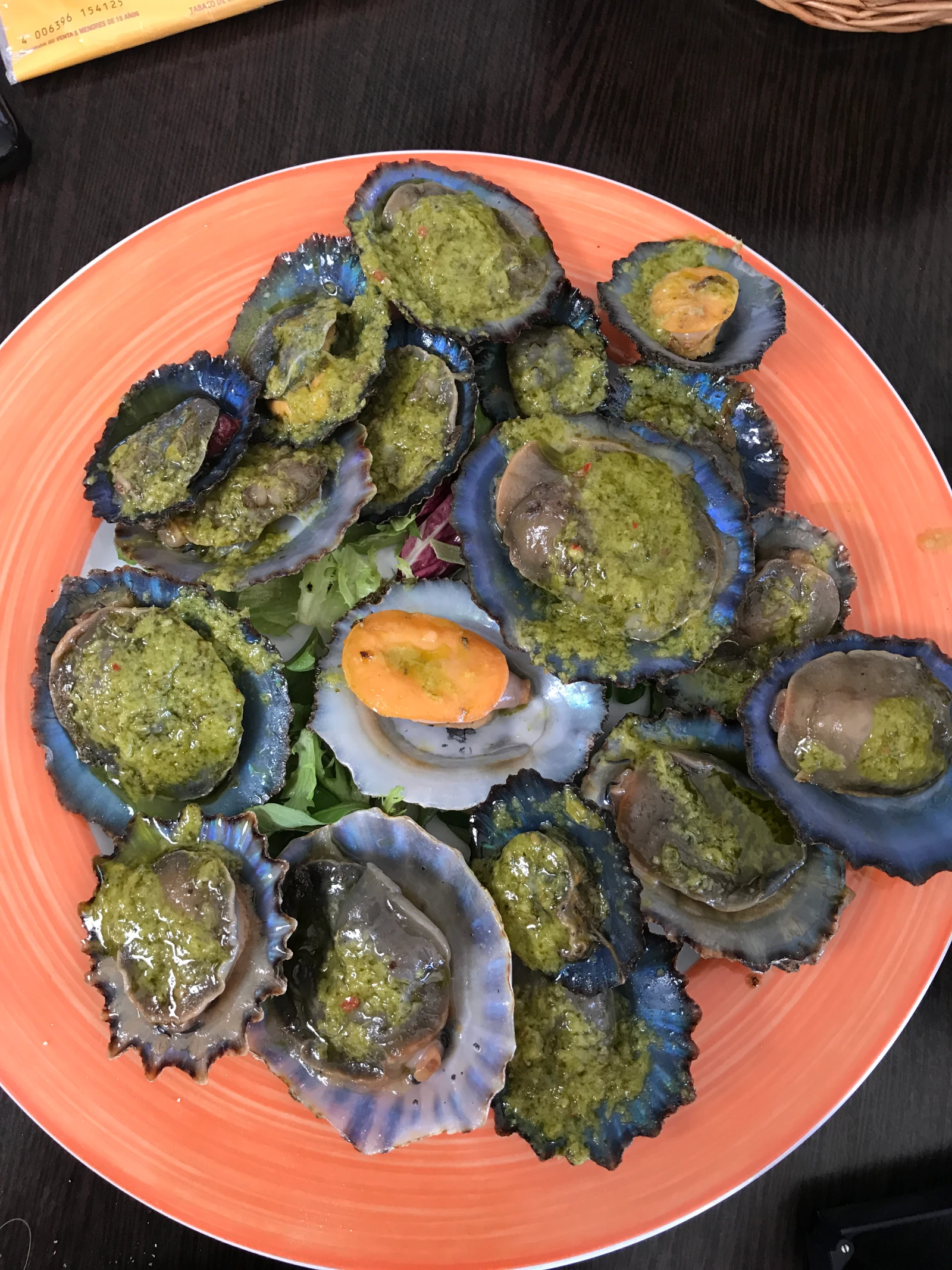 Lapas — grilled limpets with mojo verde, Lanzarote